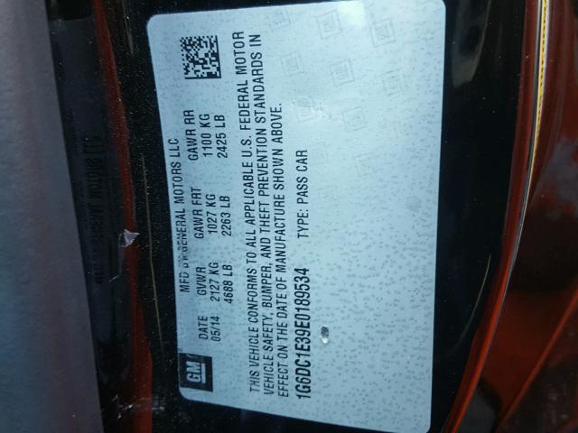 1G6DC1E39E0189534 - 2014 CADILLAC CTS PERFOR 黑色 照片 10