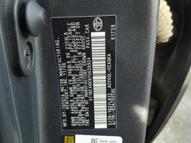 4T1BE46K97U628924 - 2007 TOYOTA CAMRY NEW GRAY photo 10