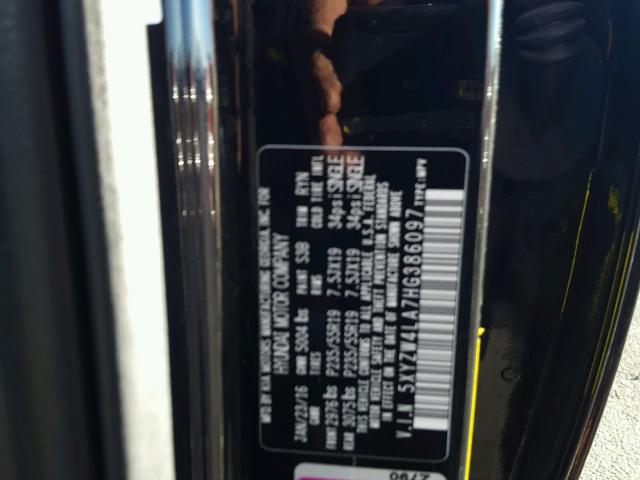 5XYZW4LA7HG386097 - 2017 HYUNDAI SANTA FE S 黑色 照片 10