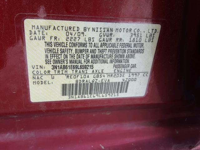 3N1AB61E69L659215 - 2009 NISSAN SENTRA 2.0 RED photo 10