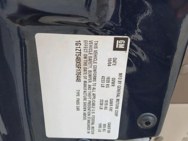 1G1ZT548X5F176448 - 2005 CHEVROLET MALIBU LS 蓝色 照片 10