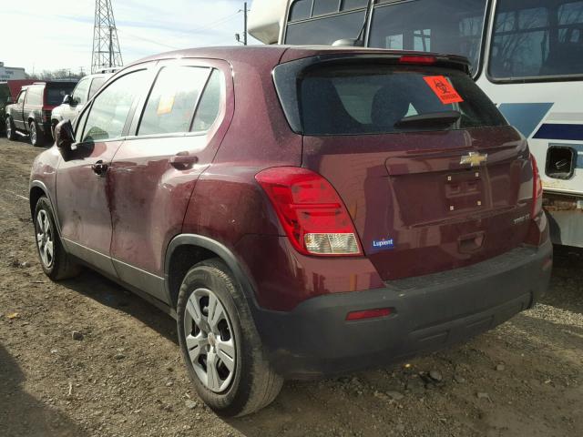 3GNCJKSB8GL134053 - 2016 CHEVROLET TRAX LS RED photo 3