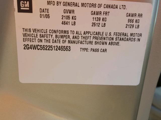 2G4WC562251246563 - 2005 BUICK LACROSSE C GOLD photo 10