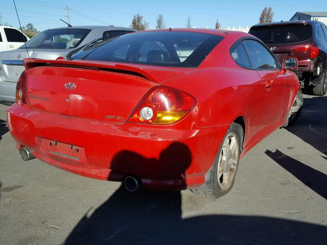 KMHHN65F33U043650 - 2003 HYUNDAI TIBURON GT RED photo 4