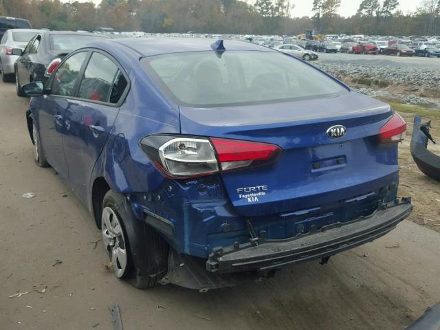 3KPFK4A78HE117450 - 2017 KIA FORTE LX BLUE photo 3