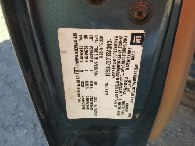 1GNDV23L06D103934 - 2006 CHEVROLET UPLANDER L GRAY photo 10