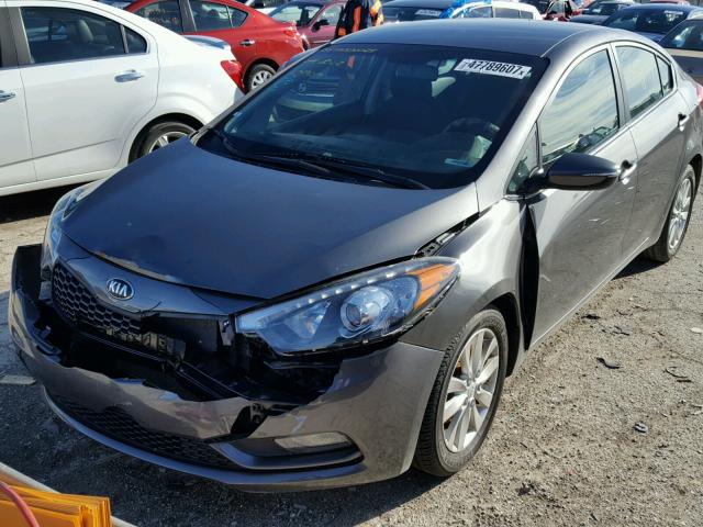 KNAFX4A87E5049219 - 2014 KIA FORTE EX GRAY photo 2