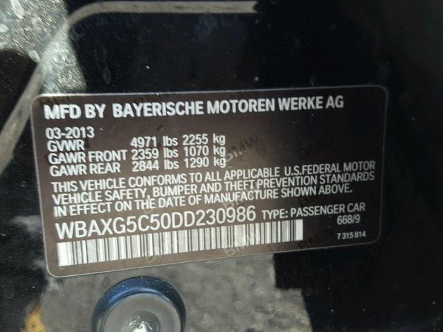 WBAXG5C50DD230986 - 2013 BMW 528 I BLACK photo 10