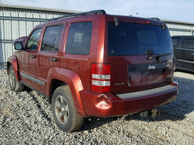 1J8GN28KX8W157053 - 2008 JEEP LIBERTY SP MAROON photo 3