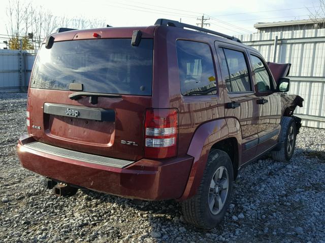 1J8GN28KX8W157053 - 2008 JEEP LIBERTY SP MAROON photo 4