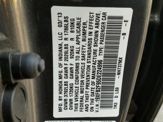 19XFB2F95DE224996 - 2013 HONDA CIVIC EXL CHARCOAL photo 10