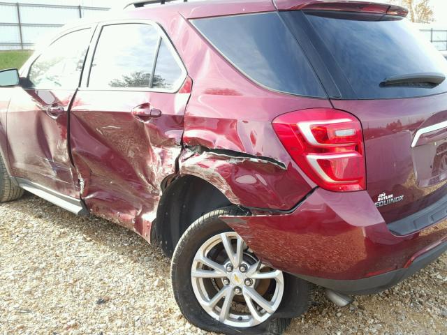 2GNALCEK5H1549143 - 2017 CHEVROLET EQUINOX LT MAROON photo 9