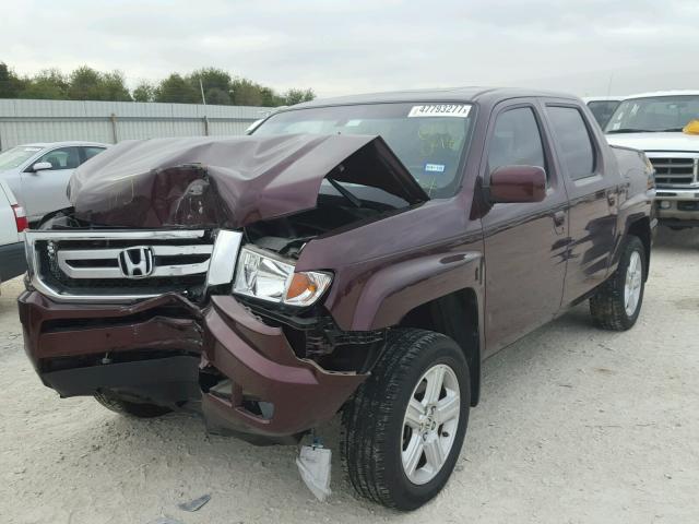 5FPYK1F58BB010048 - 2011 HONDA RIDGELINE MAROON photo 2