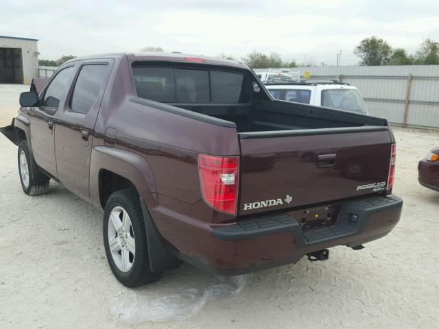 5FPYK1F58BB010048 - 2011 HONDA RIDGELINE MAROON photo 3