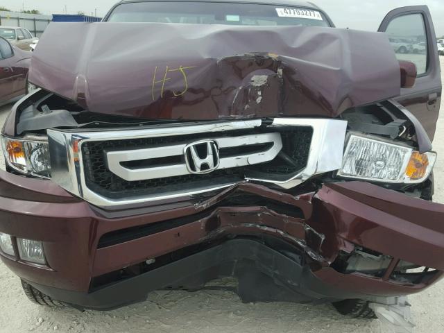 5FPYK1F58BB010048 - 2011 HONDA RIDGELINE MAROON photo 7