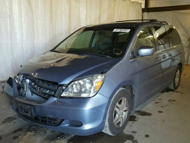 5FNRL38797B051056 - 2007 HONDA ODYSSEY EX BLUE photo 2