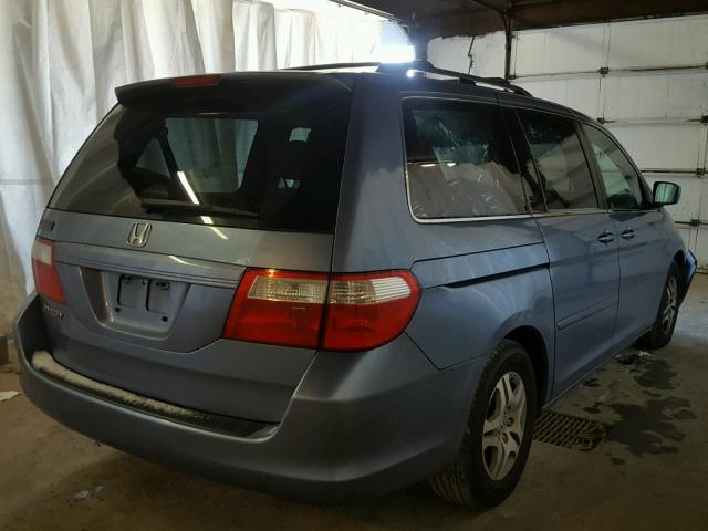 5FNRL38797B051056 - 2007 HONDA ODYSSEY EX BLUE photo 4
