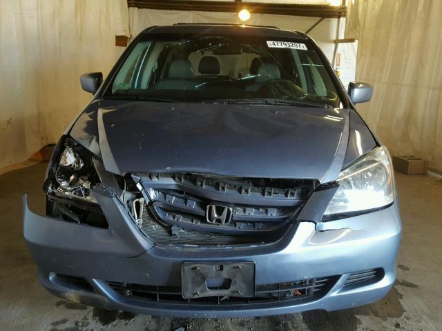 5FNRL38797B051056 - 2007 HONDA ODYSSEY EX BLUE photo 9