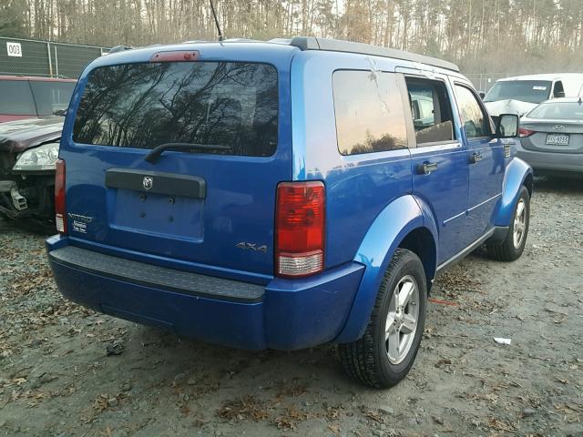 1D8GU28K97W734990 - 2007 DODGE NITRO SXT BLUE photo 4