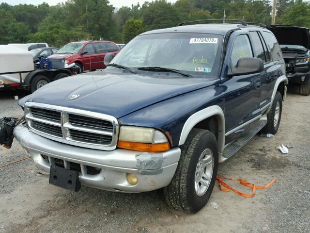 1B4HS58N42F112078 - 2002 DODGE DURANGO SL BLUE photo 2