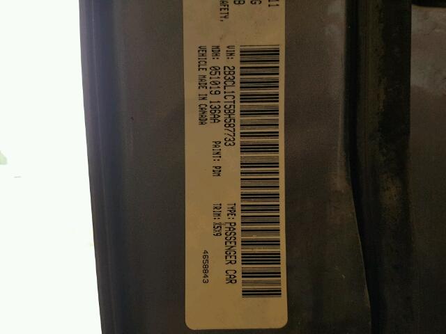 2B3CL1CT5BH587733 - 2011 DODGE CHARGER PO GRAY photo 10