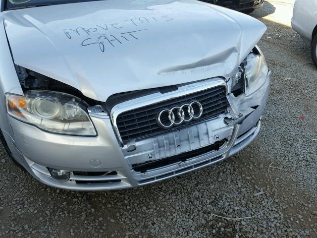 WAUDF78E78A150750 - 2008 AUDI A4 2.0T QU SILVER photo 9