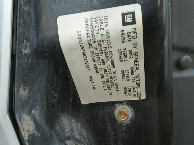 1G8AJ55F96Z132314 - 2006 SATURN ION LEVEL SILVER photo 10
