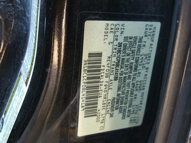 3N1BC1CP0BL414189 - 2011 NISSAN VERSA S BLACK photo 10