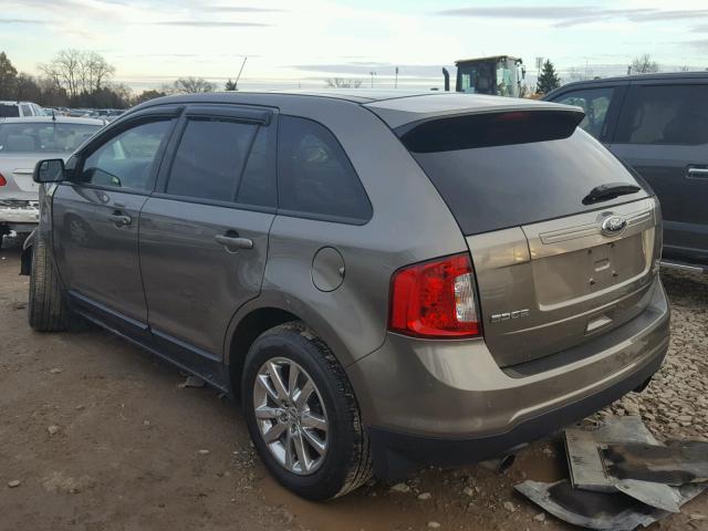 2FMDK3J9XDBB29101 - 2013 FORD EDGE SEL GRAY photo 3