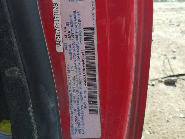 3VWCC21C6YM486344 - 2000 VOLKSWAGEN NEW BEETLE Qırmızı foto 10