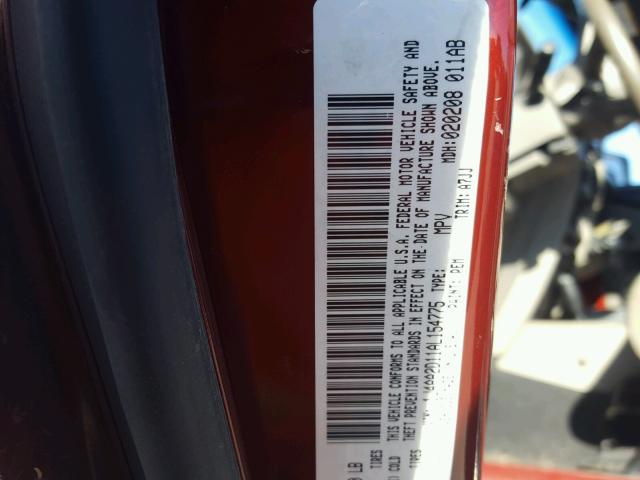 1J4AA2D11AL154775 - 2010 JEEP WRANGLER S MAROON photo 10