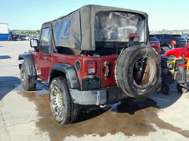 1J4AA2D11AL154775 - 2010 JEEP WRANGLER S MAROON photo 3