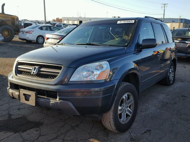 5FNYF18665B009987 - 2005 HONDA PILOT EXL BLUE photo 2