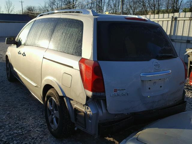 5N1BV28U68N120523 - 2008 NISSAN QUEST S SILVER photo 3