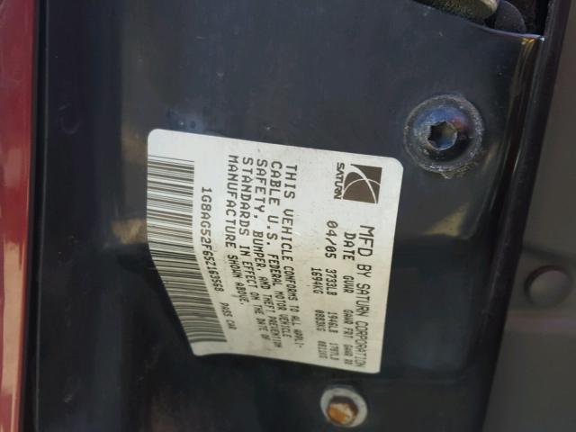 1G8AG52F65Z163568 - 2005 SATURN ION LEVEL 栗色 照片 10