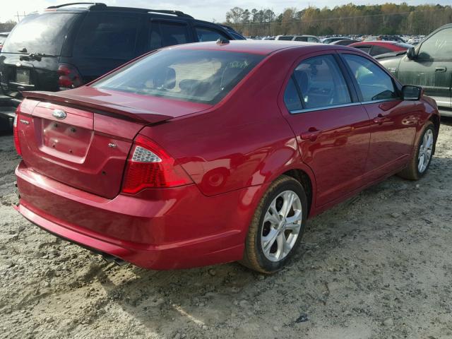 3FAHP0HA6CR428516 - 2012 FORD FUSION SE RED photo 4