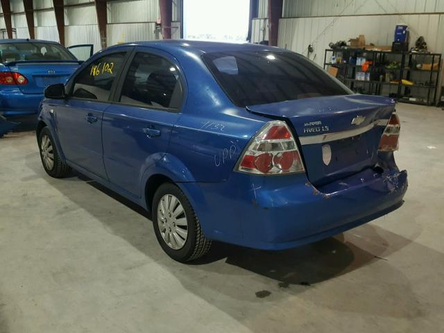 KL1TD56607B140419 - 2007 CHEVROLET AVEO BASE BLUE photo 3