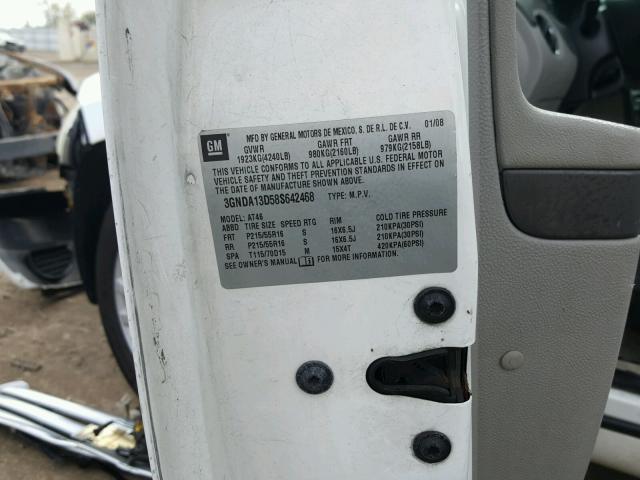 3GNDA13D58S642468 - 2008 CHEVROLET HHR LS Blanco foto 10