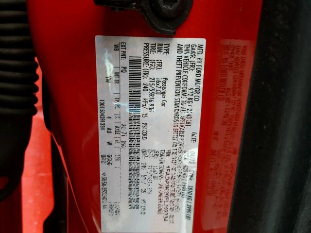 1FADP3K20FL302334 - 2015 FORD FOCUS SE RED photo 10