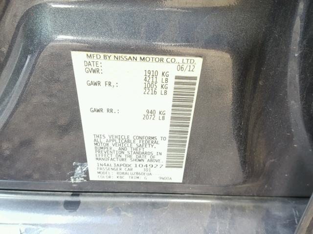 1N4AL3AP0DC104927 - 2013 NISSAN ALTIMA 2.5 GRAY photo 10