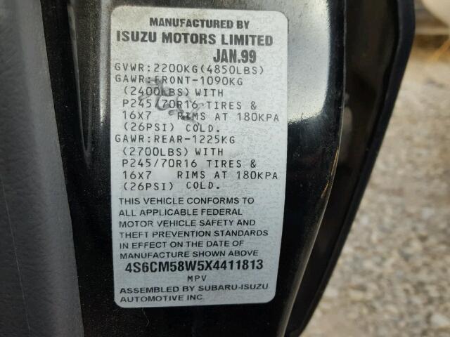 4S6CM58W5X4411813 - 1999 HONDA PASSPORT E 黑色 照片 10