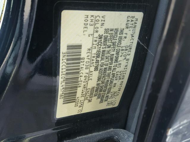 3N1CC11E09L497980 - 2009 NISSAN VERSA S BLACK photo 10