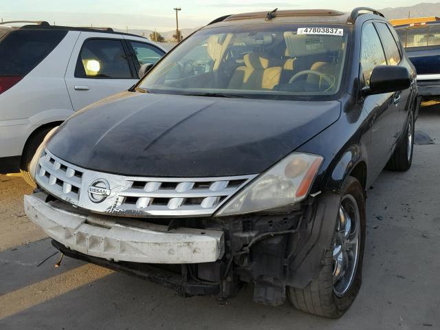 JN8AZ08T95W303151 - 2005 NISSAN MURANO SL BLACK photo 2