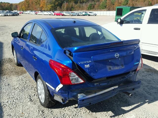 3N1CN7AP4GL865315 - 2016 NISSAN VERSA S BLUE photo 3