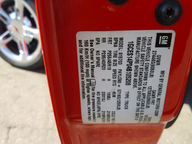 1GCES14P04B105208 - 2004 CHEVROLET SSR 红色 照片 10