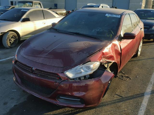 1C3CDFAAXFD253392 - 2015 DODGE DART SE BURGUNDY photo 2