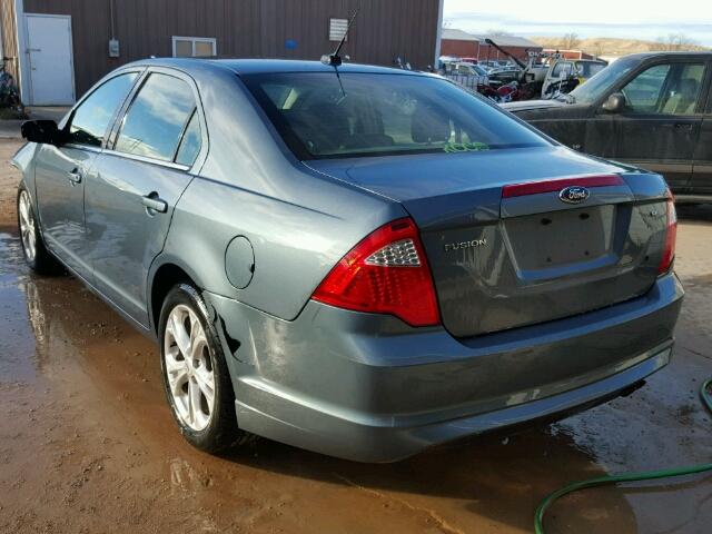 3FAHP0HA2CR341843 - 2012 FORD FUSION SE BLUE photo 3