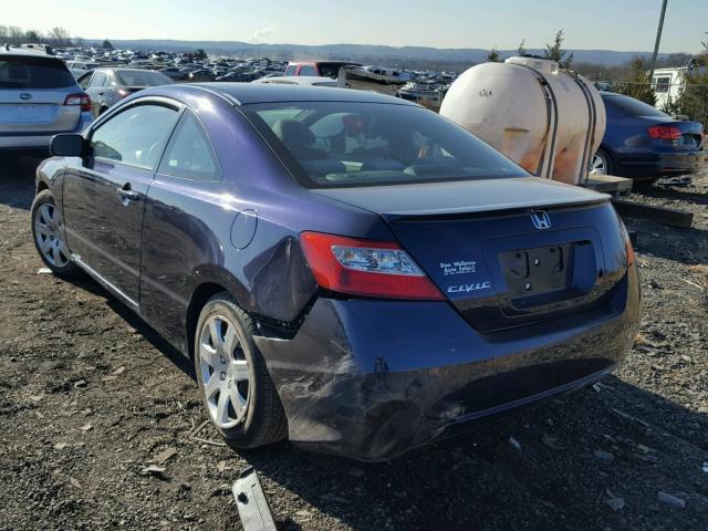 2HGFG12688H579308 - 2008 HONDA CIVIC LX BLUE photo 3