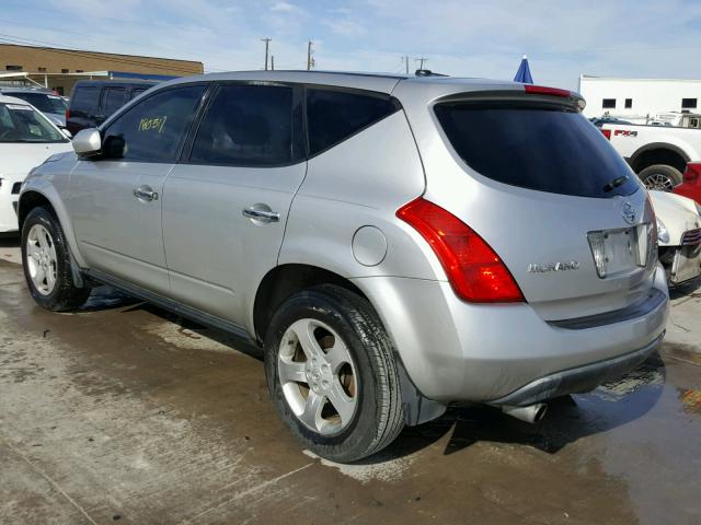 JN8AZ08T75W312222 - 2005 NISSAN MURANO SL SILVER photo 3