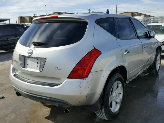 JN8AZ08T75W312222 - 2005 NISSAN MURANO SL SILVER photo 4